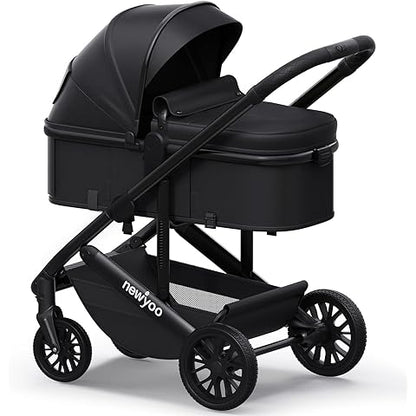 Multi-Stage Versatility & All-Terrain Luxury: Costway 2-in-1 Foldable Baby Stroller & Bassinet (Coffee)