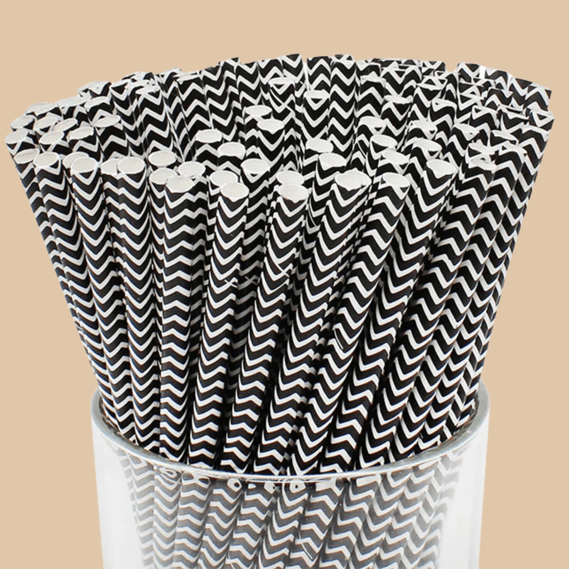 Black and White Swirl Paper Straws 25 Pack V2 - COLO