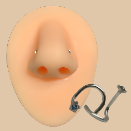 Silver Nose Nostril Piercing with Stars