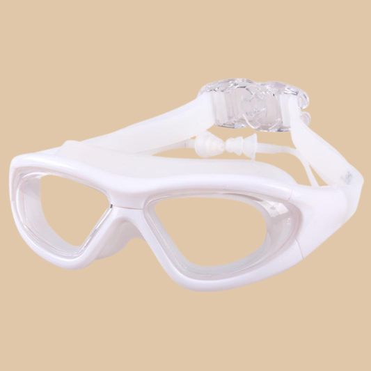White Large Frame Swim Goggles – Waterproof & Anti Fog