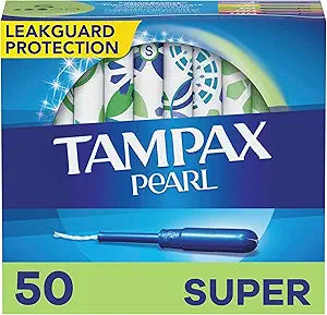 Tampax Pearl Tampons Super Absorbency With Leakguard Braid Unscented 50 Count