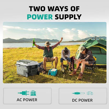Alpicool Portable Refrigerator for Car, 12 Volt Refrigerator with Wheel 42 Quarts Car Refrigerator Dual Zone Independent Control, Portable Car Fridge 12V/24V Electric Cooler for Camping