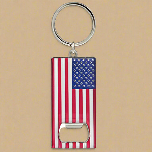USA Flag Keychain Bottle Opener
