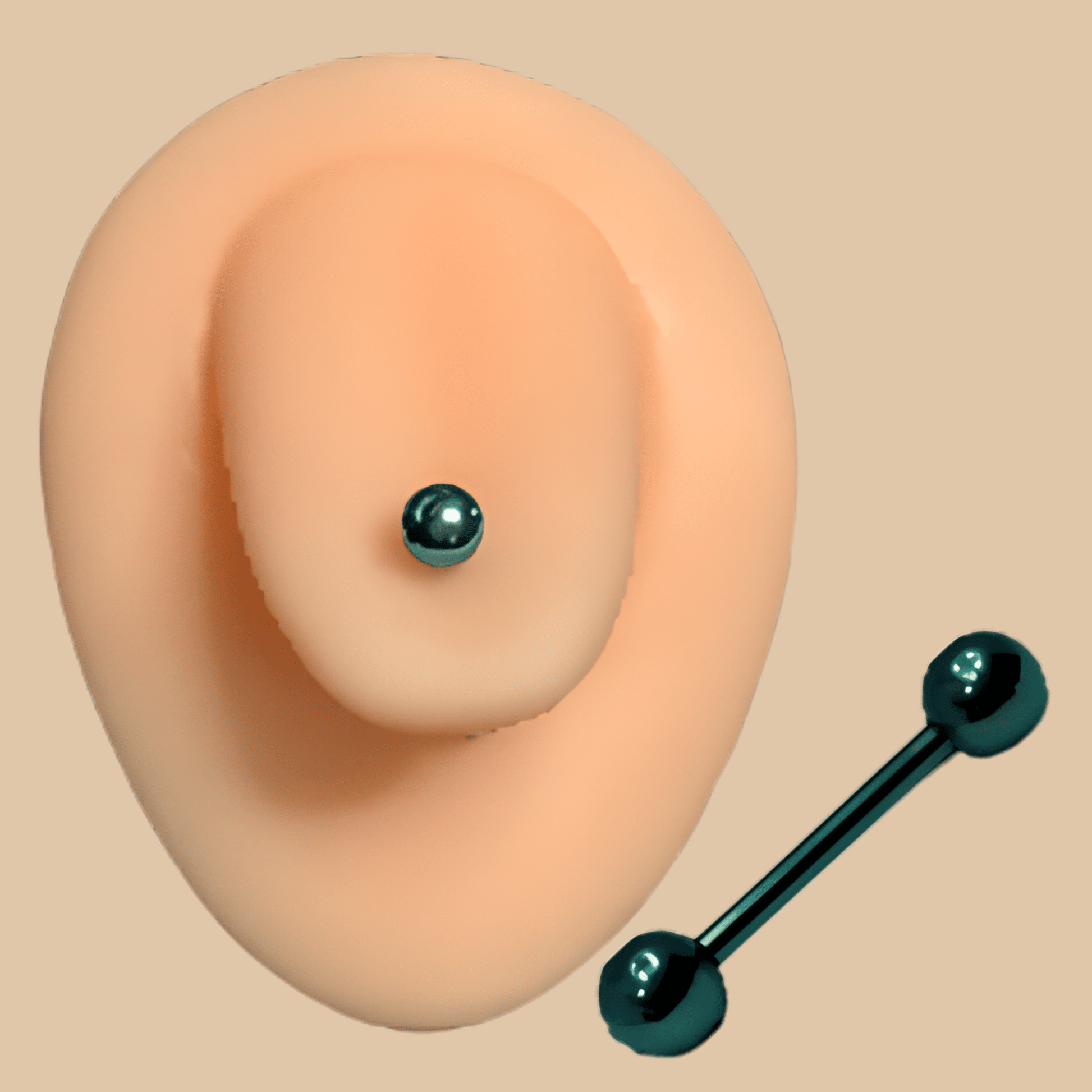 Large Dark Green Tongue Barbell Face Jewelry 2PCS - COLO
