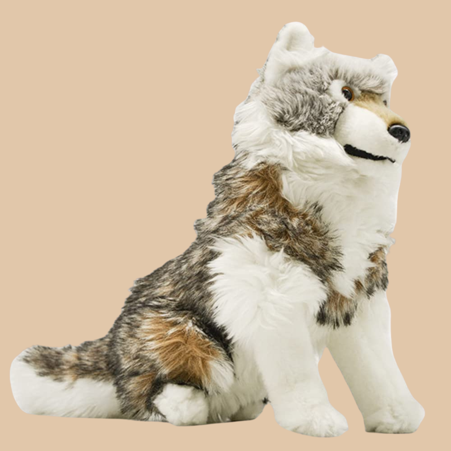 Wolf Plush Toy Pillow – Soft Cuddly Animal Doll (10"–14")