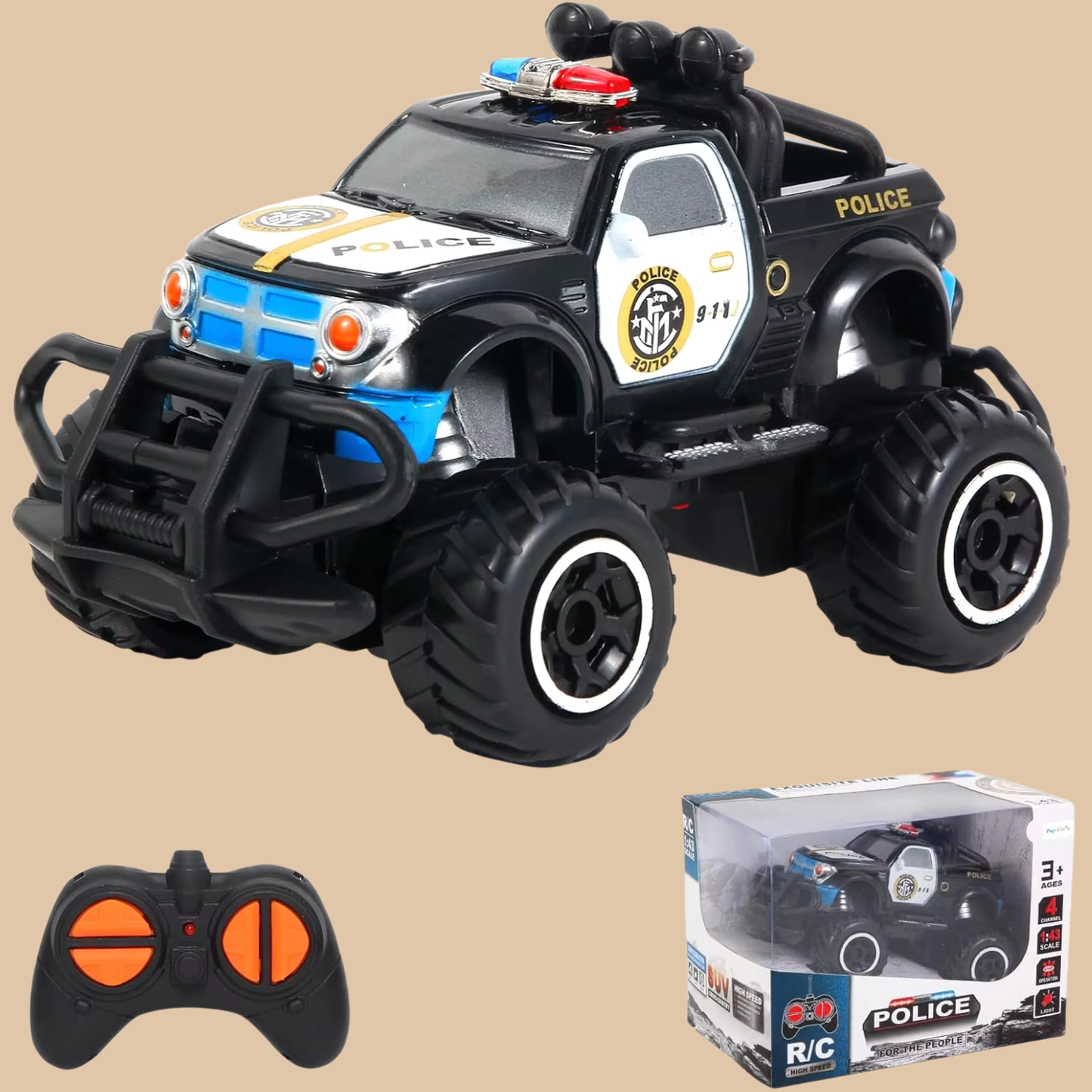 HST RC MINI MIX JEEP ROAD POLICE, Remote Control Race Car COLOR WHITE AND BLACK
