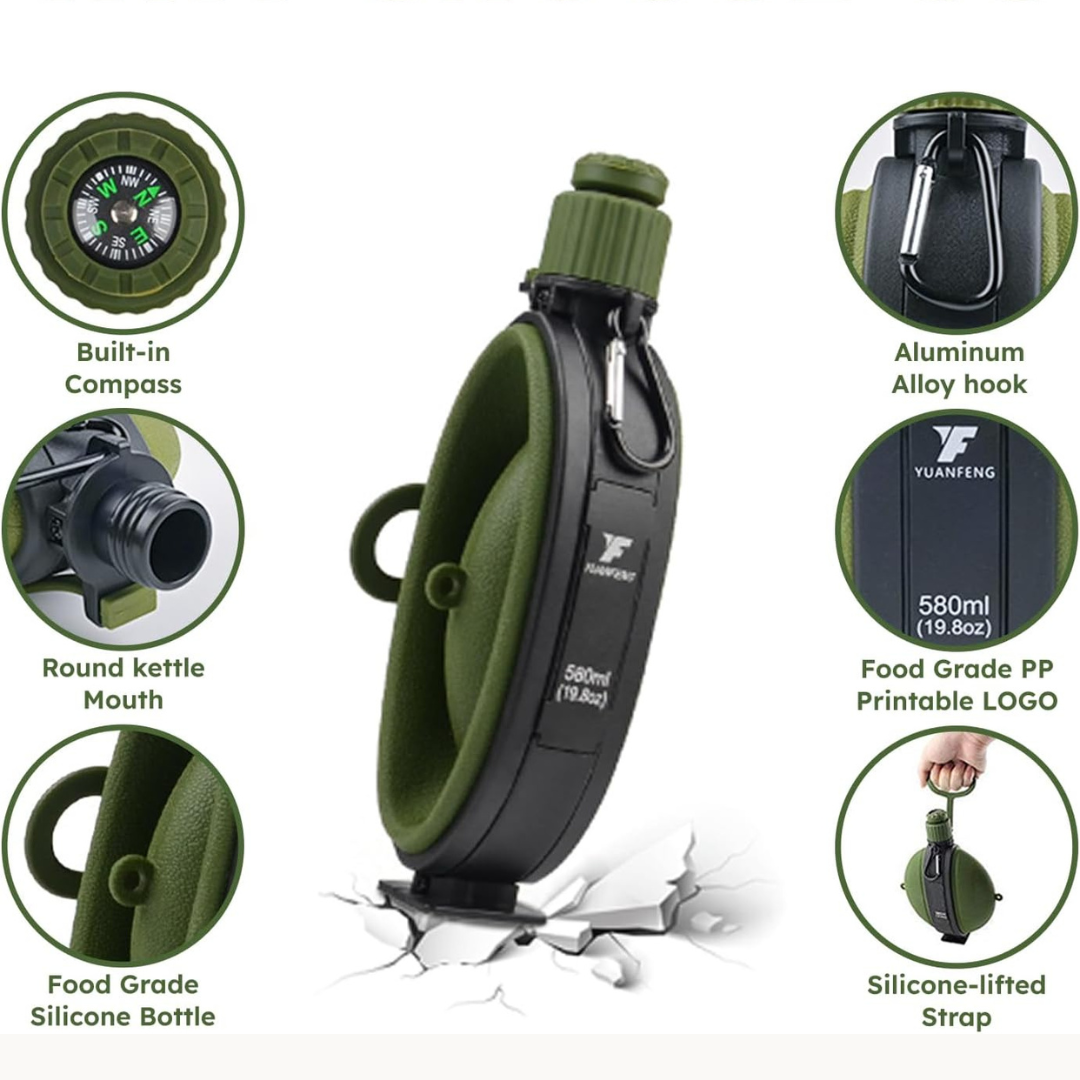 Multi-Color Collapsible Silicone Water Bottle – 580ml BPA-Free