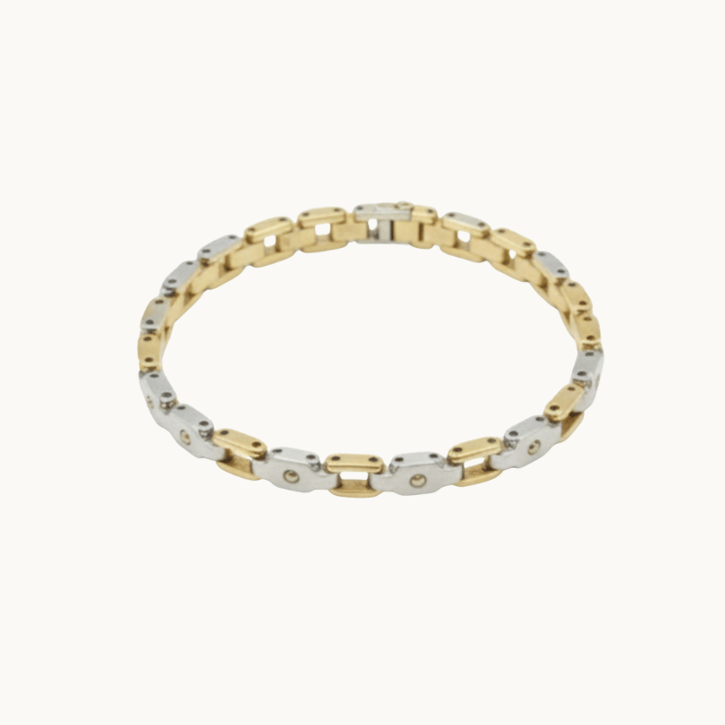 Men's Silver & Gold Tone Link Bracelet