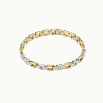 Men's Silver & Gold Tone Link Bracelet