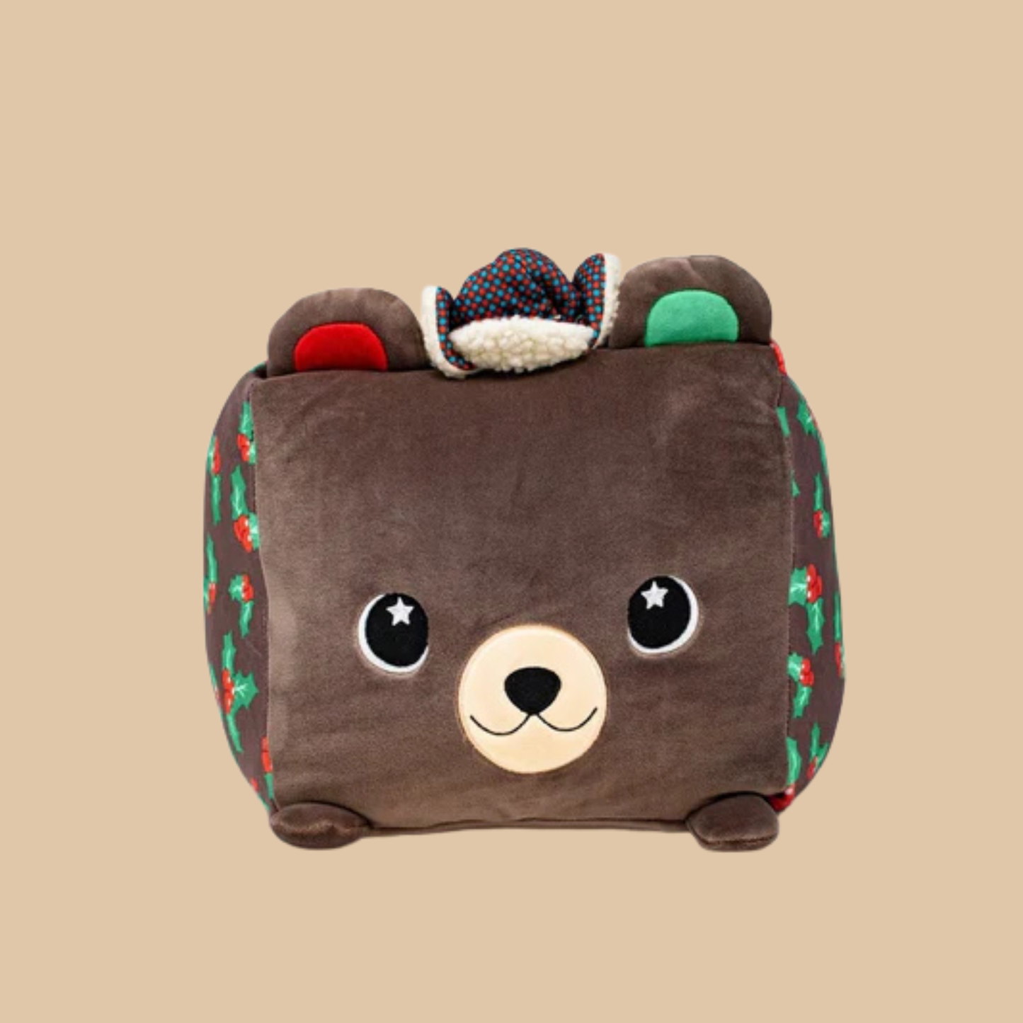 Moosh Moosh Plus Christmas Bear Squish Pillow Stuffed Green 8" x 10"