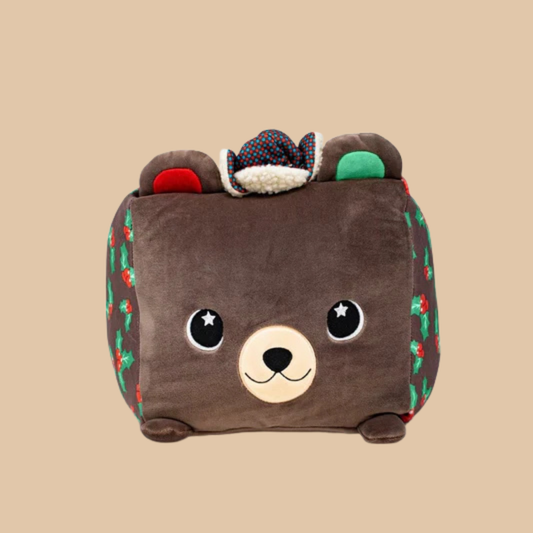 Moosh Moosh Plus Christmas Bear Squish Pillow Stuffed Green 8" x 10"