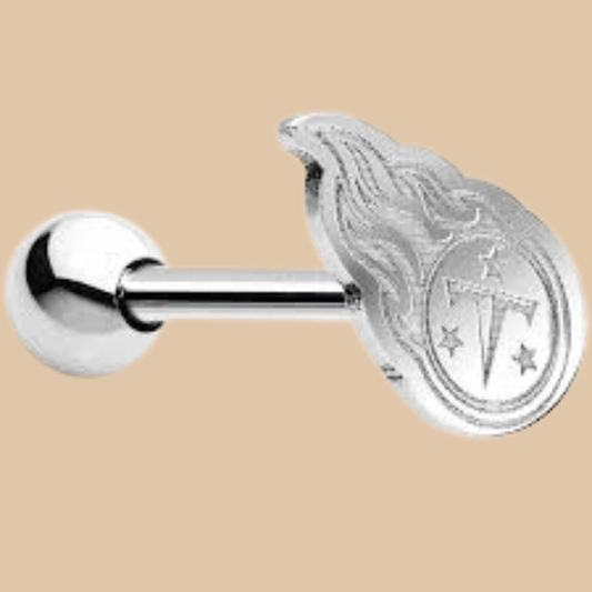 Tennessee Titans NFL Body Jewelry – Barbell Tongue Ring (Silver Logo)