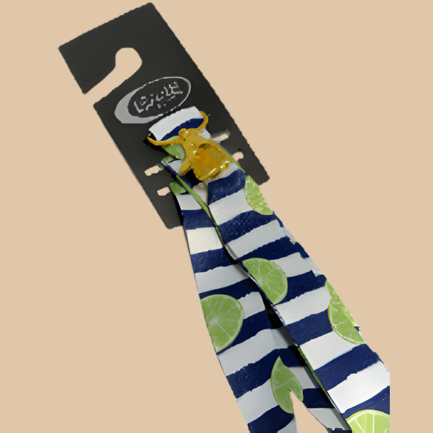 Silver Moon Creations Neck Lanyard – Blue & White Stripes with Limes - COLO