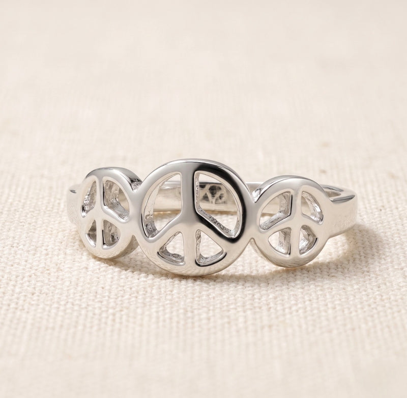 Silver 3 PEACE SIGN Toe/Midi Ring