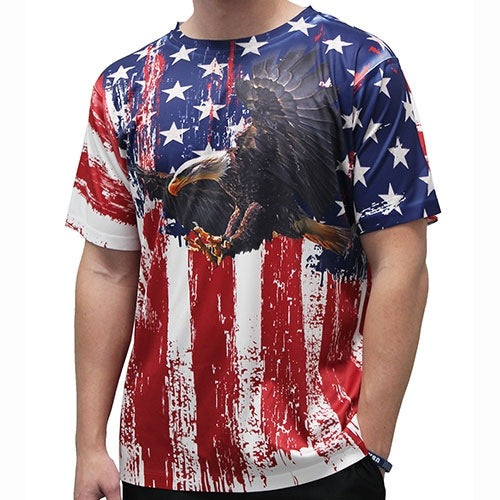 American Flag Sublimation Eagle T-Shirt - The Flag Shirt