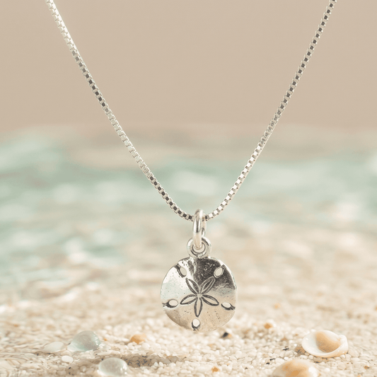STERLING SILVER SAND DOLLAR PENDANT AND BOX CHAIN ANKLE BRACELET 10" w/SPRING RING LOCK