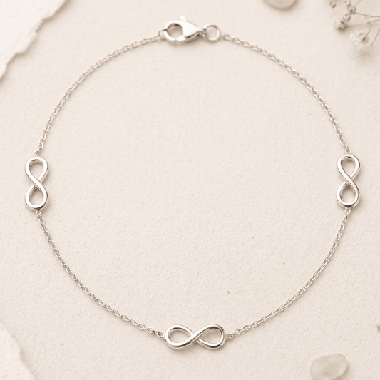 ANKLE BRACELET FIGURE 8 PENDANT ON A  LINK CHAIN 10" w/SPRING RING LOCK