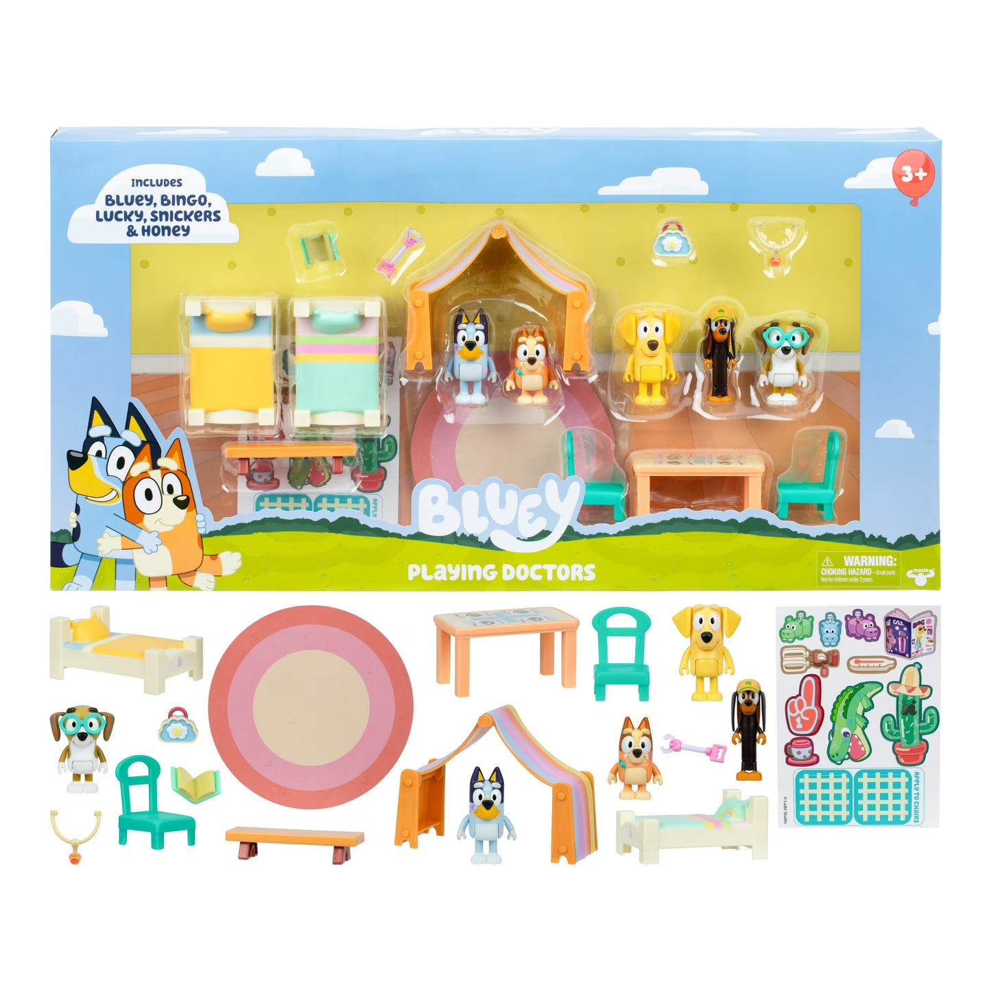 Bluey Playing Doctors Value Box, 5 Figures, 11 Accessories, and More, Ages 3+ - COLO