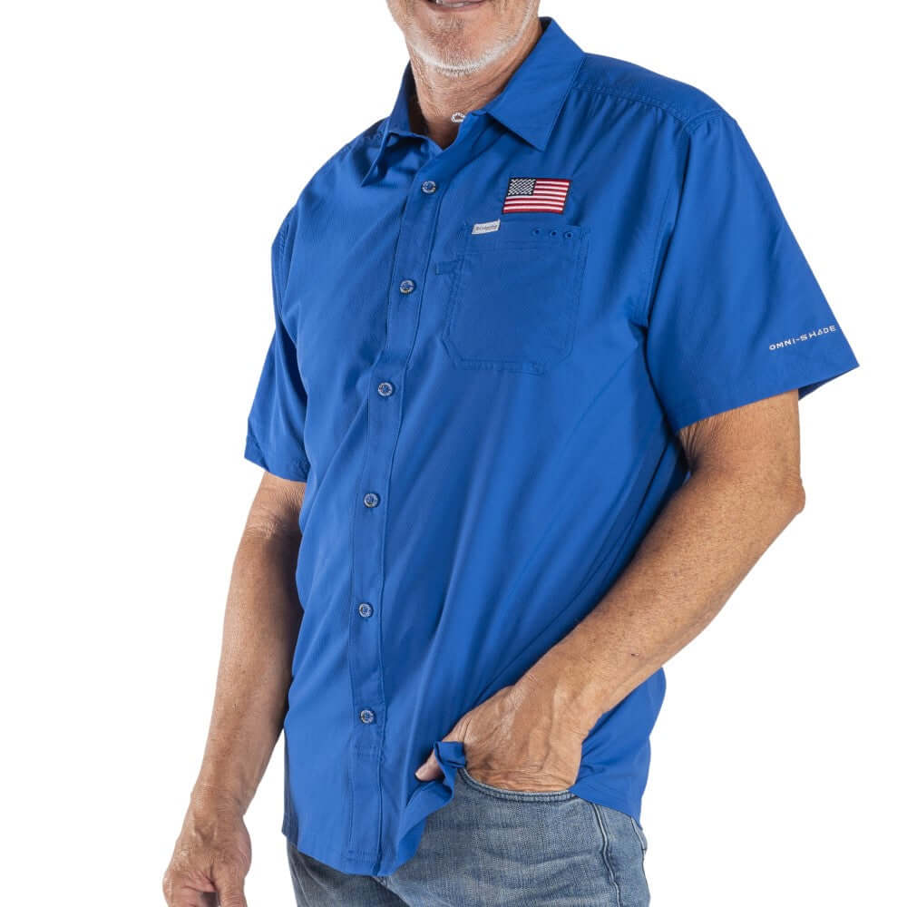 Men's Columbia USA Flag Slack Tide Short-Sleeve Shirt
