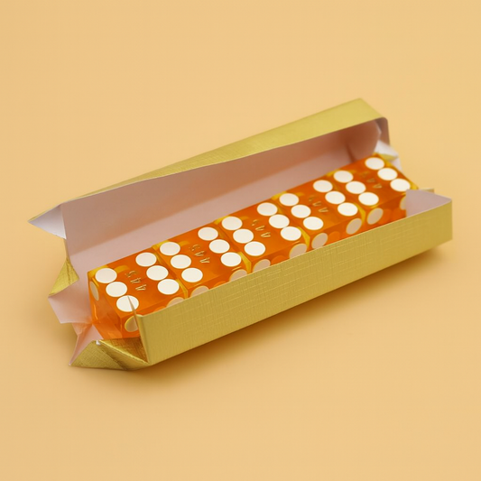 Professional Casino Dice – Set of 5 Yellow Serialized Razor-Edge Dice