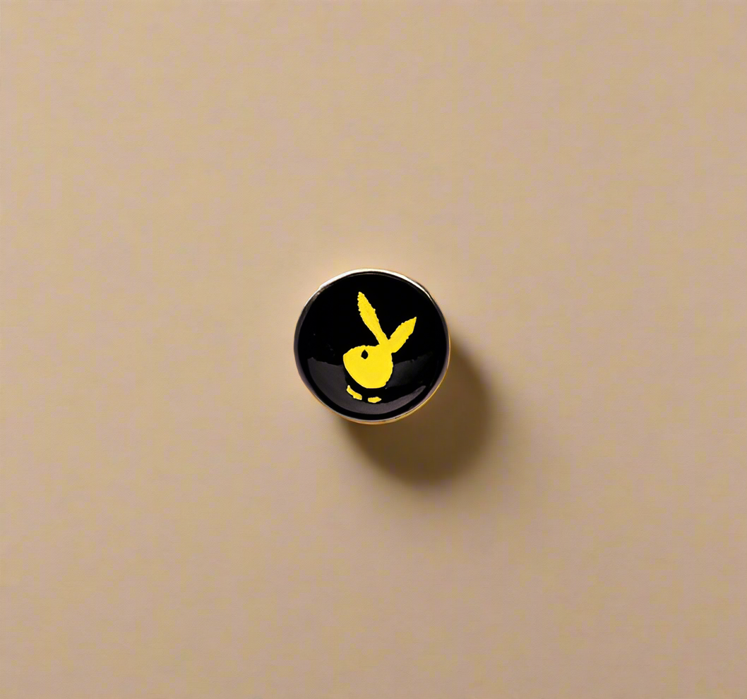 Playboy Nose Stud – Black & Yellow Stainless Steel with Bunny Logo