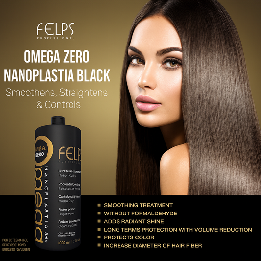 Felps Professional Omega Zero Black Nanoplastia Smoothing Hair Treatment – 250ml (8.45 fl oz)