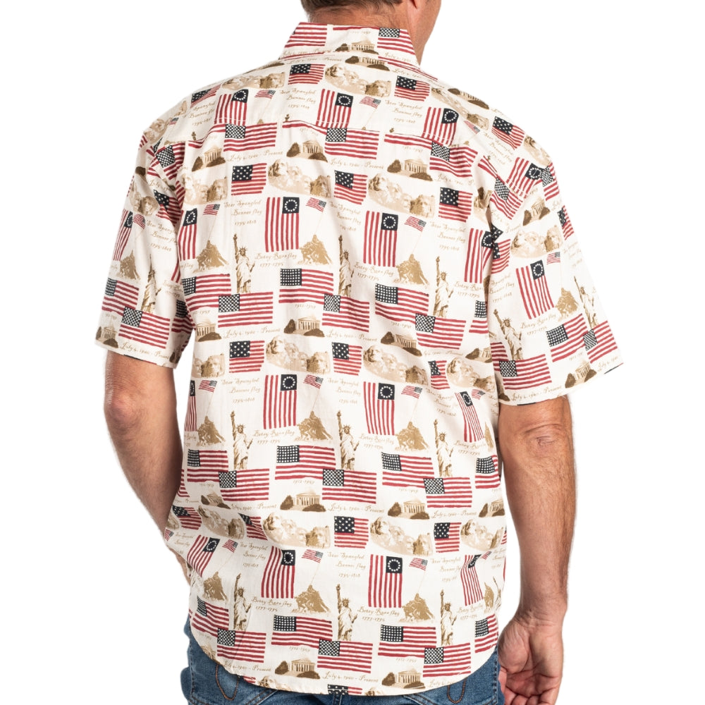 Men's 100% Cotton Liberty Flag  Button Down Shirt
