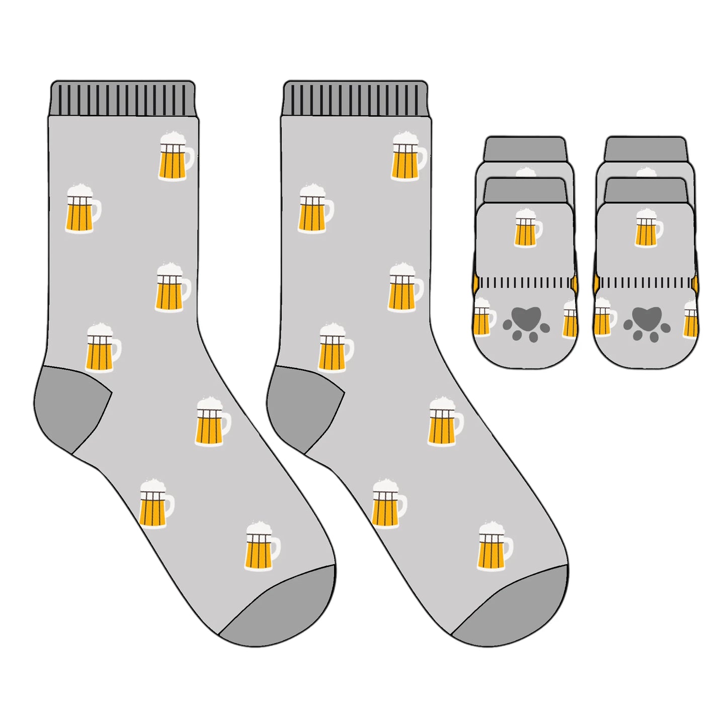 Beer Pet & Owner Matching Socks – Fun Non-Slip Gripper Set for Dog Lovers