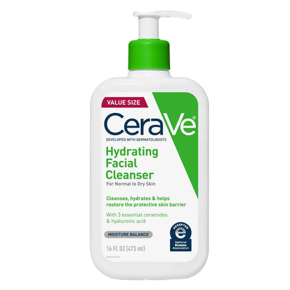 CeraVe Hydrating Face Wash with Hyaluronic Acid and Glycerin for Normal to Dry Skin - 16 fl oz with bones bottle