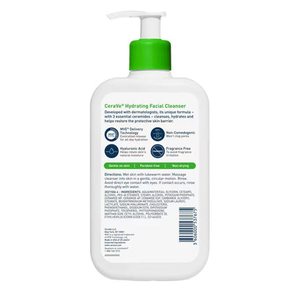 CeraVe Hydrating Face Wash with Hyaluronic Acid and Glycerin for Normal to Dry Skin - 16 fl oz with bones bottle