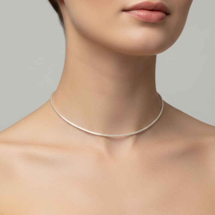 10-Pack Soft Satin Silver Silk Cord Necklace Set