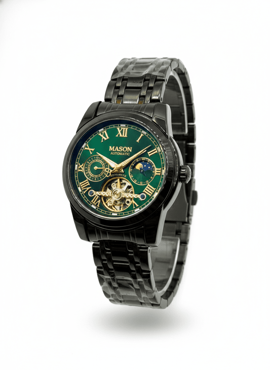 Mason Men’s Automatic Stainless Steel Watch – Black Dial with 24-Hour Subdial - COLO