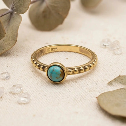 STAINLESS STEEL GOLD plated ANTIQUE TURQUOISE RING