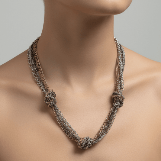 Multi-Strand Silver & Gold Layered Necklace - COLO