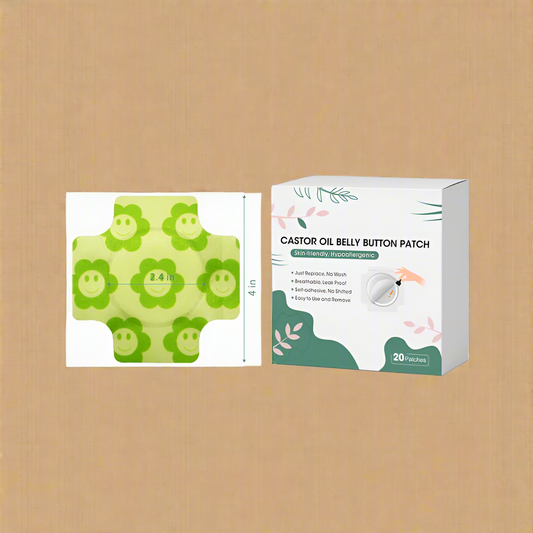 20 PCS Castor Oil Pack Wrap – Disposable Patches for Belly Button (4" x 4", No Wash, Anti-Seepage)
