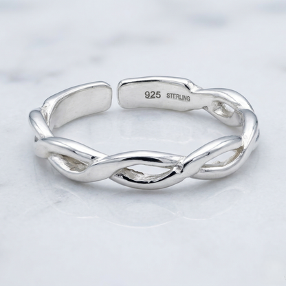 STERLING Silver Twist Toe/Midi Ring  .925