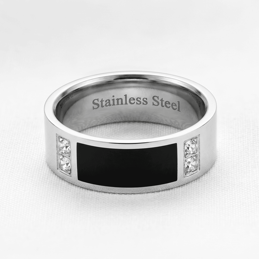 Stainless Steel EMAMEL CRYSTALS Ring 11 SIZE