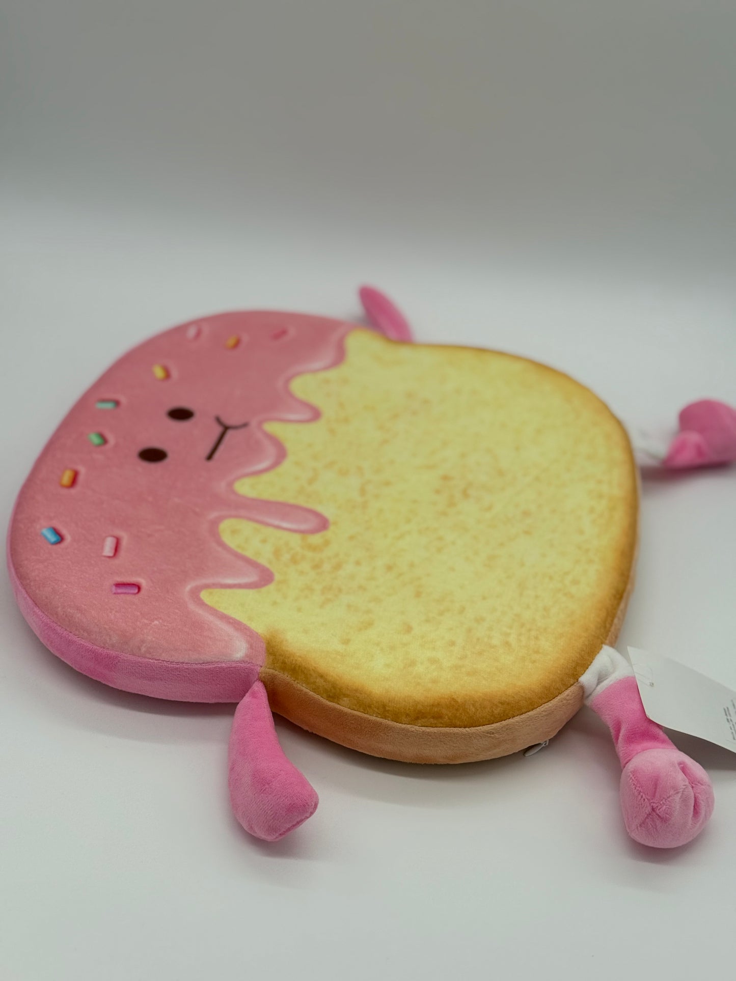 TOAST PILLOW BREAD PINK FROSTED HAPPY FACE Pillow for Sitting Round Throw 14x1.5