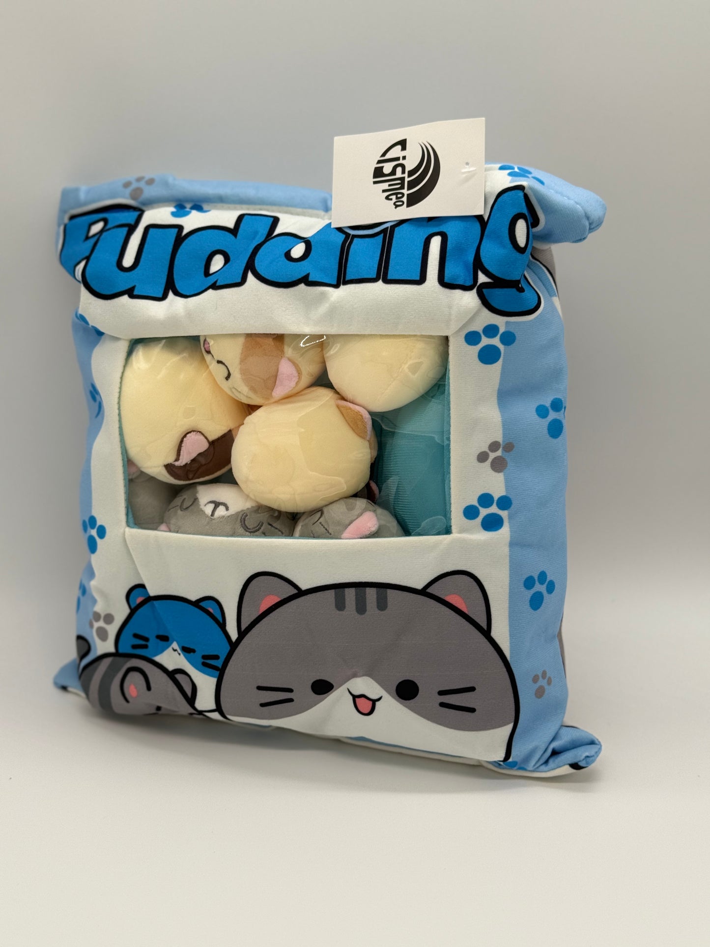 Zippered CAT Plush Pillow Gift Throw Pillow with 8 Little Cat Dolls 14 x 18 Inches