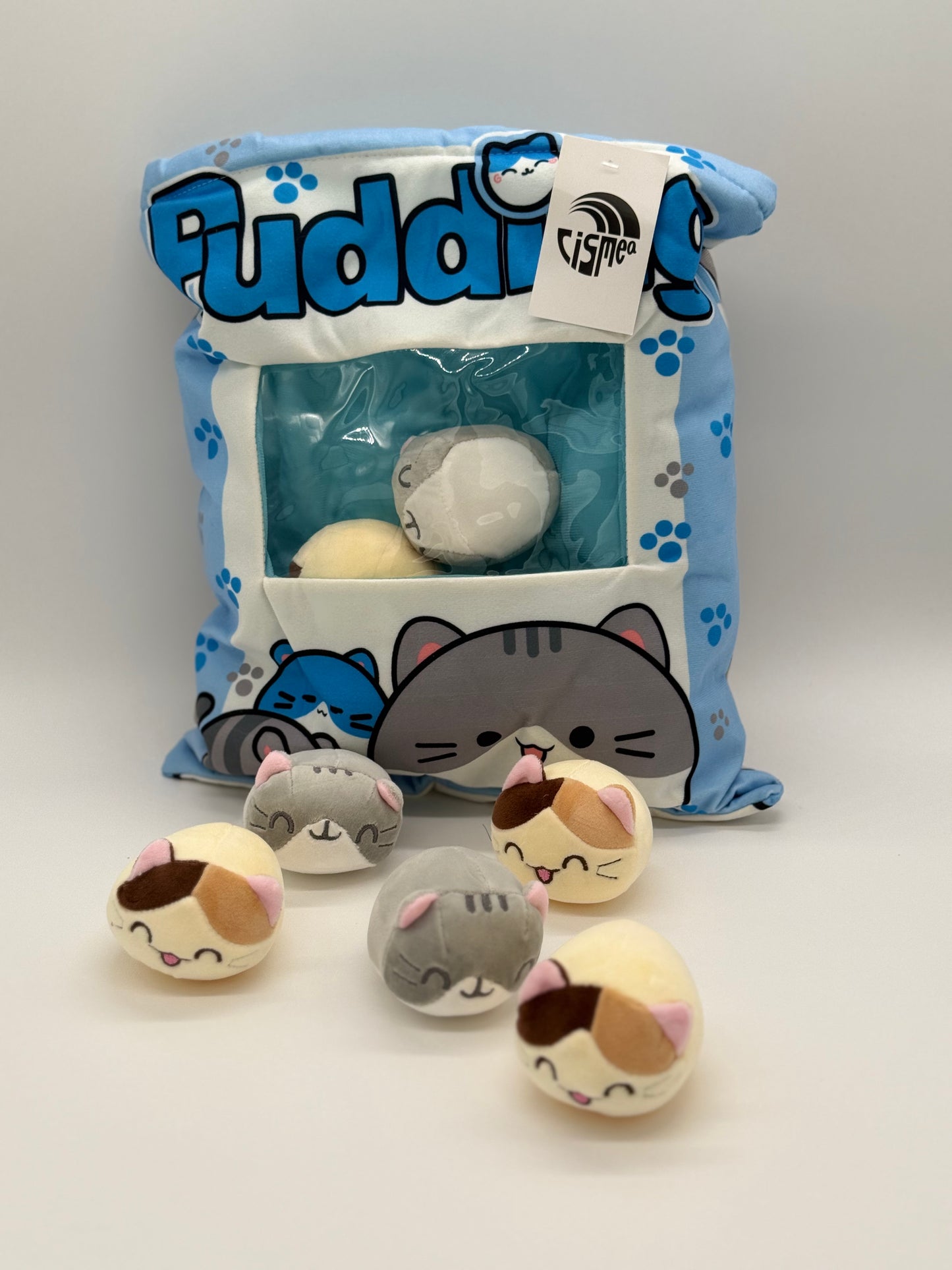 Zippered CAT Plush Pillow Gift Throw Pillow with 8 Little Cat Dolls 14 x 18 Inches