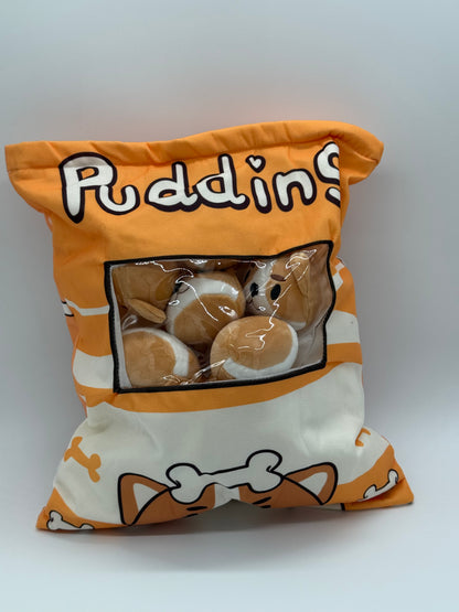 Zippered PUPPY Plush Pillow Gift Throw Pillow with 8 Little Puppy Dolls 14 x 18 Inches