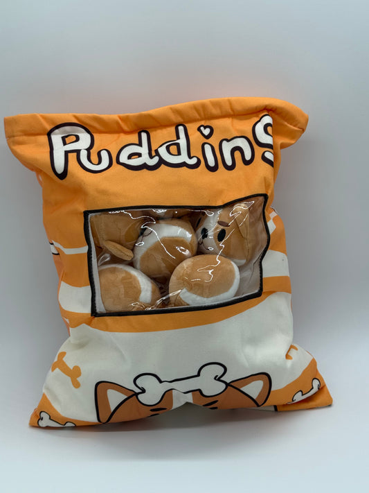 Zippered PUPPY Plush Pillow Gift Throw Pillow with 8 Little Puppy Dolls 14 x 18 Inches