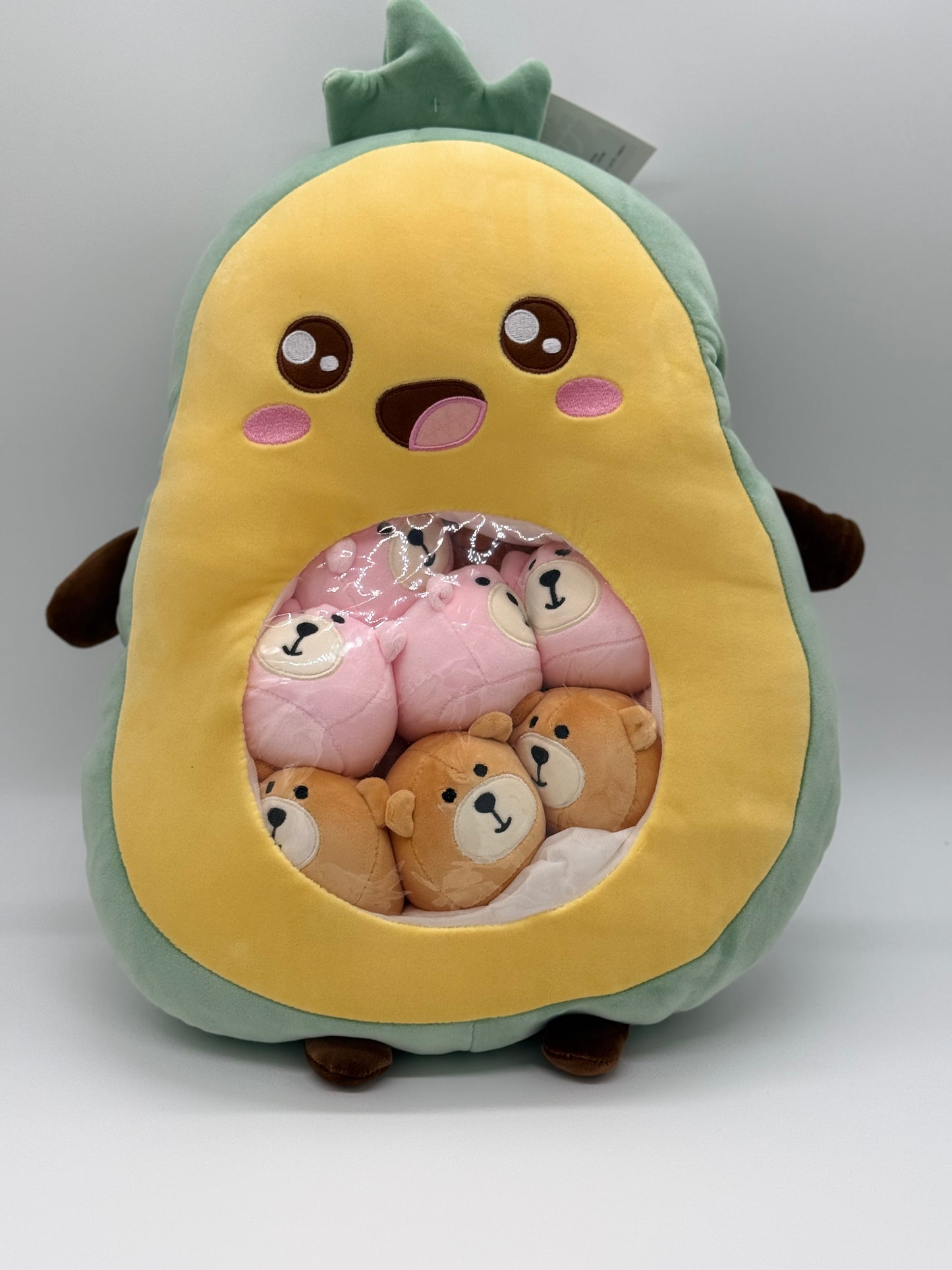 Zippered AVOCADO Plush Pillow Gift Throw Pillow with 8 Little Puppy Dolls 24 x 18 Inches