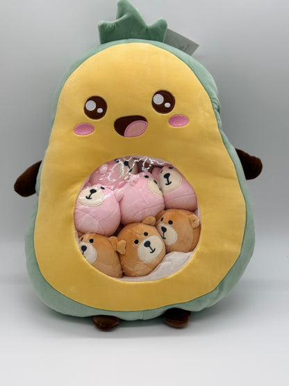 Zippered AVOCADO Plush Pillow Gift Throw Pillow with 8 Little Puppy Dolls 24 x 18 Inches