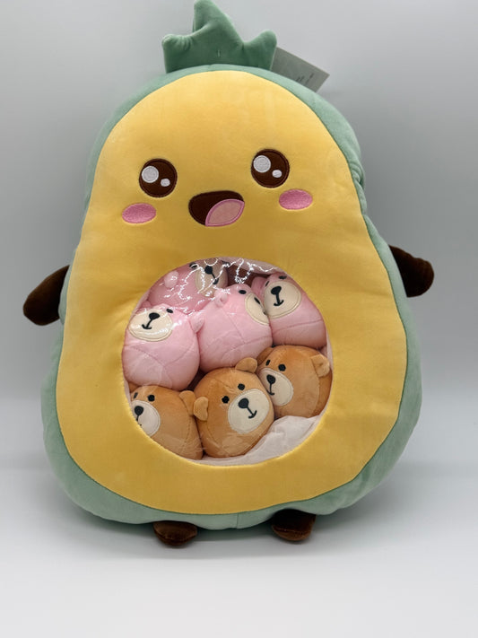 Zippered AVOCADO Plush Pillow Gift Throw Pillow with 8 Little Puppy Dolls 24 x 18 Inches