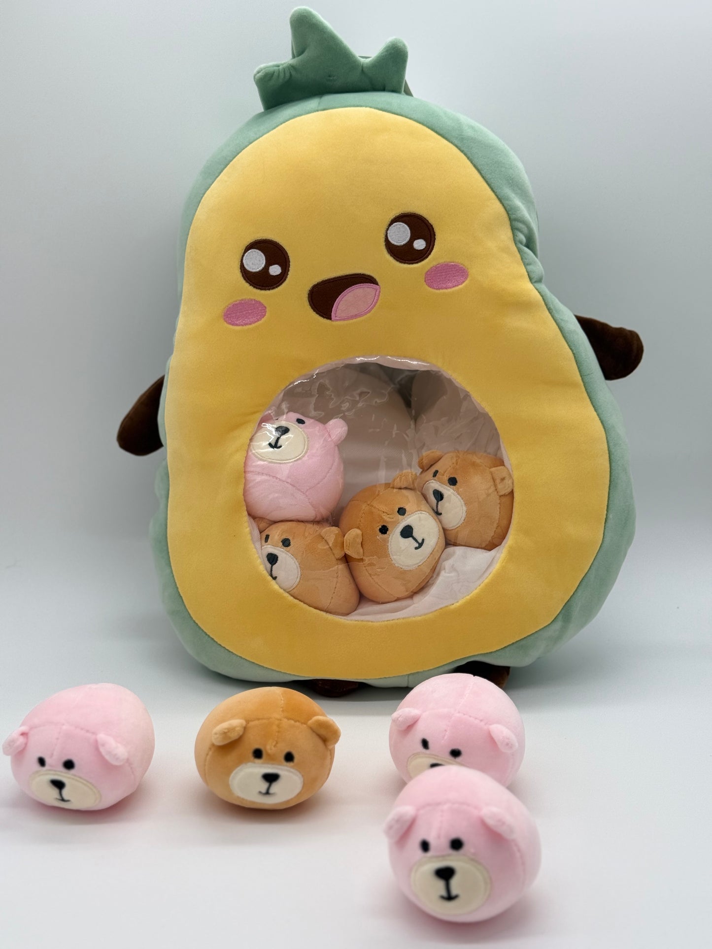 Zippered AVOCADO Plush Pillow Gift Throw Pillow with 8 Little Puppy Dolls 24 x 18 Inches