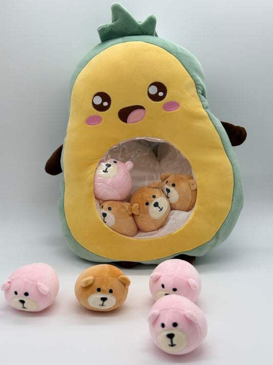 Zippered AVOCADO Plush Pillow Gift Throw Pillow with 8 Little Puppy Dolls 24 x 18 Inches