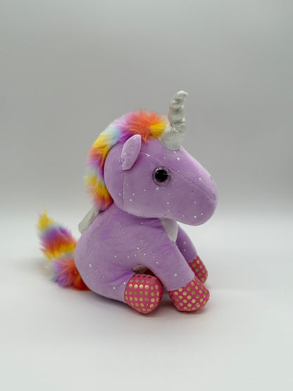 Plush Purple Unicorn – Soft Huggable Stuffed Animal with Sparkle Eyes 16" x 11"