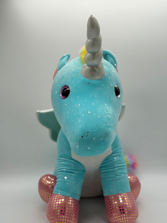 Extra Large Blue Unicorn Plush – Super Soft Huggable Toy 22" x 24"