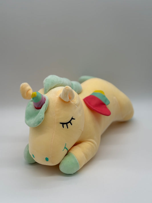 Large Yellow Unicorn Plush – Soft Huggable Stuffed Animal with Wings 18" x 14"